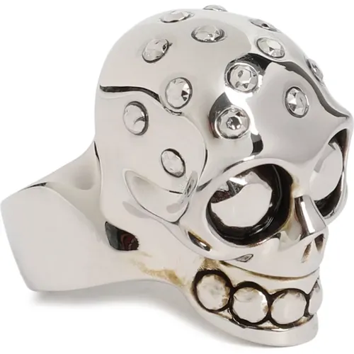 Metallic Skull Ring , Herren, Größe: 56 MM - alexander mcqueen - Modalova