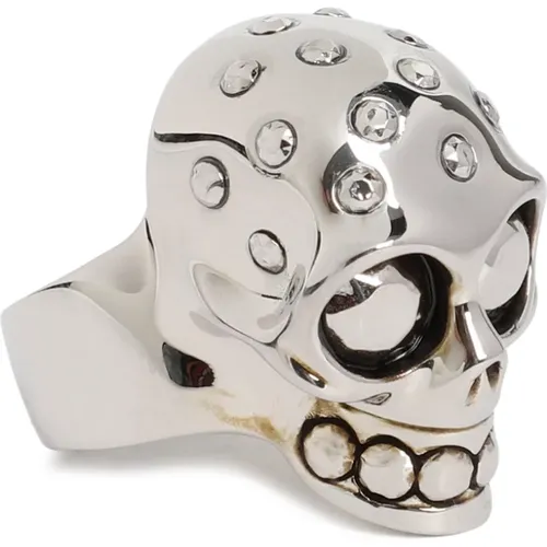 Metallic Skull Ring , Herren, Größe: 60 MM - alexander mcqueen - Modalova