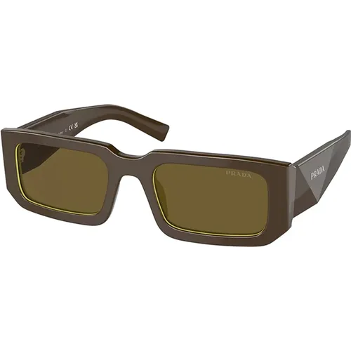 Stilvolle Sonnenbrille Braun Dunkle Linse - Prada - Modalova