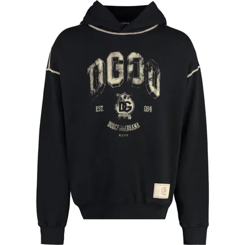 Gerippter Baumwollhoodie mit Taschen , Herren, Größe: M - Dolce & Gabbana - Modalova