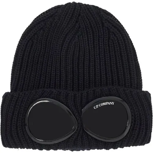 Ribbed Wool Beanie with Goggle Lenses , male, Sizes: ONE SIZE - C.P. Company - Modalova