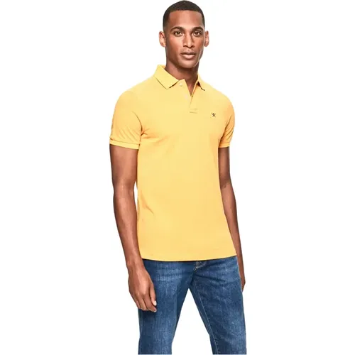 Gelbes Slim Fit Logo Polo Shirt , Herren, Größe: M - Hackett - Modalova