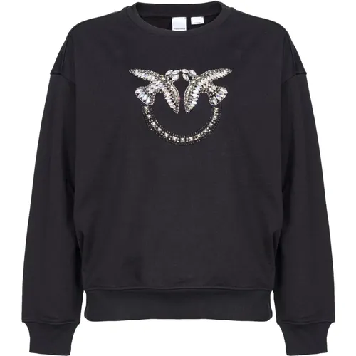 Love Birds Embroidered Sweatshirt , female, Sizes: S, M, XS - pinko - Modalova
