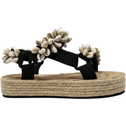 Raffia Shell Klett Sandalen , Damen, Größe: 37 EU - Arizona Love - Modalova