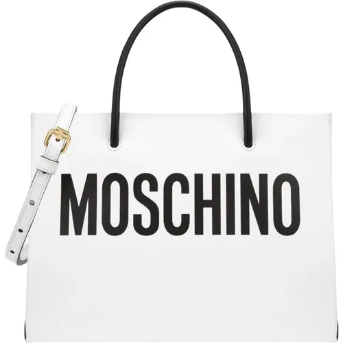 Sophisticated Bianco Ss23 Leather Shopper , female, Sizes: ONE SIZE - Moschino - Modalova