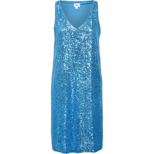 Pailletten V-Ausschnitt Kleid Provence , Damen, Größe: L - Saint Tropez - Modalova