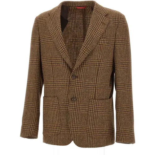 Wool Blazer Houndstooth Pattern , male, Sizes: 2XL, 3XL, XL, M - Fay - Modalova