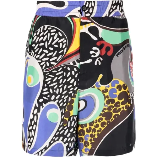 Casual Silk Logo Graphic Shorts , male, Sizes: S - Moschino - Modalova