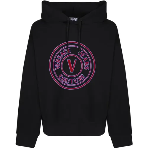 Schwarzer Logo Hoodie mit Kordelzug , Herren, Größe: M - Versace Jeans Couture - Modalova