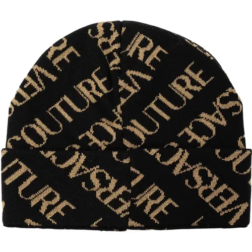 Beanie with logo , male, Sizes: ONE SIZE - Versace Jeans Couture - Modalova