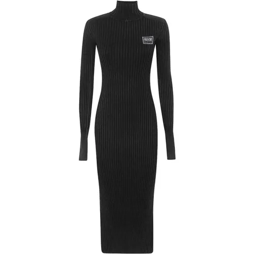 Geripptes Strickkleid mit Logo-Patch , Damen, Größe: L - Versace Jeans Couture - Modalova