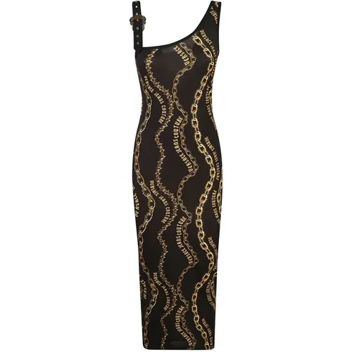 Schwarzes Midi-Kleid für Frauen , Damen, Größe: XS - Versace Jeans Couture - Modalova