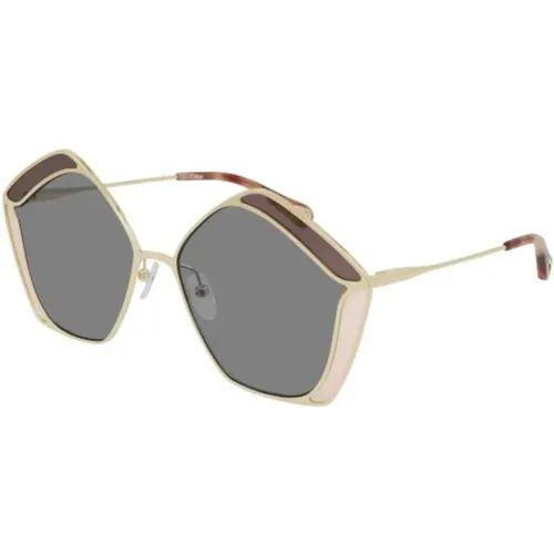 Gold and Grey Metallo Sunglasses , unisex, Sizes: 59 MM - Chloé - Modalova