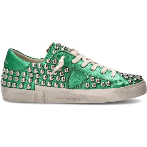 Studded Leather Urban Sneakers , Damen, Größe: 38 EU - Philippe Model - Modalova