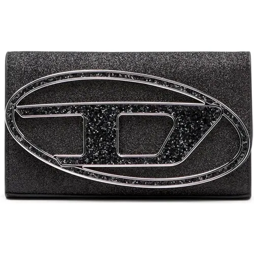 Schwarze Geldbörse Mini Tasche Glitzer,Portemonnaie-Tasche aus Glitzerstoff - Diesel - Modalova