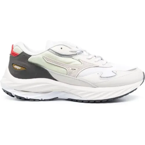 Weiße flache Schuhe mit seitlicher Stickerei,Multicolor Wave Rider B Sneakers - Mizuno - Modalova