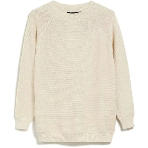 Ivory Cotton Sweater with Ribbed Details , female, Sizes: M, XS - Max Mara Weekend - Modalova