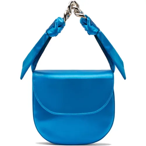 Bohemian Blaue Satin Tasche,Schwarze Satin-Tasche - Must-Have Sommer 2024,Peach Satin Chain Handle Tasche - Casadei - Modalova