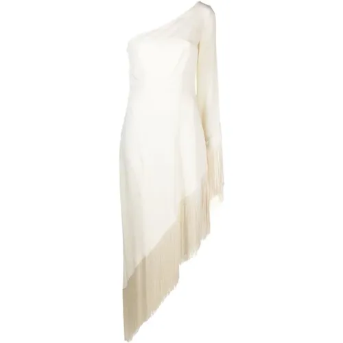 Weiße asymmetrische Kleid mit Fransenärmel - Taller Marmo - Modalova