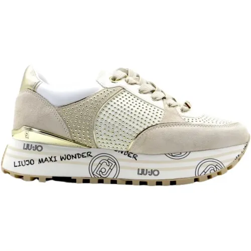 Beige/Bianco Leather and Suede Sneakers , female, Sizes: 4 UK, 8 UK, 6 UK, 3 UK - Liu Jo - Modalova
