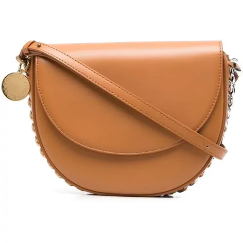 Beige Medium Frayme Flap Shoulder Bag , female, Sizes: ONE SIZE - Stella Mccartney - Modalova