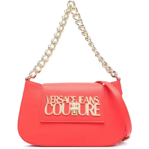 Rote Hobo-Tasche mit Kettenhenkel , Damen, Größe: ONE Size - Versace Jeans Couture - Modalova