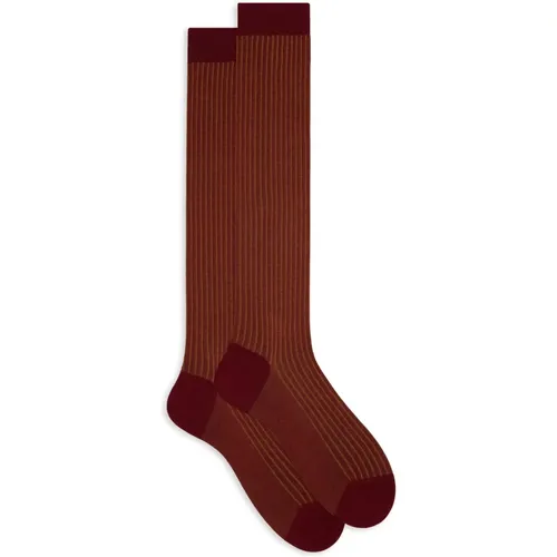 Burgundy Twin-Rib Cotton Socks , Herren, Größe: S - Gallo - Modalova