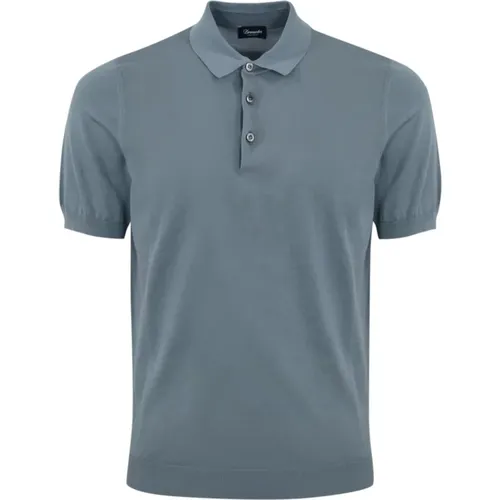 Blaues Baumwoll-Poloshirt Kurzarm , Herren, Größe: 2XL - Drumohr - Modalova