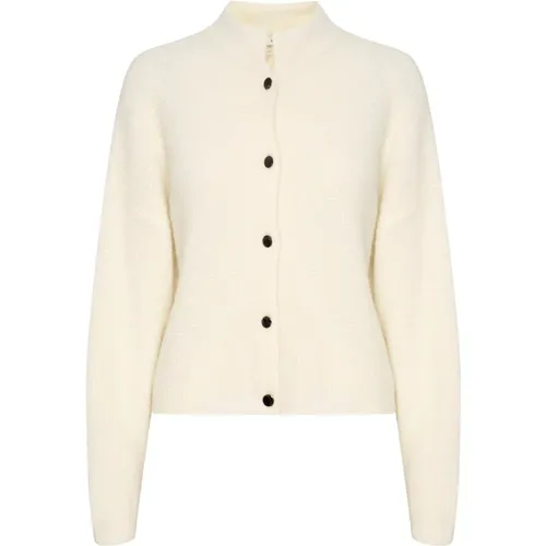 Ivory Short Cardigan with Buttons , female, Sizes: L - Gestuz - Modalova