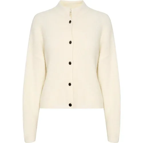 Ivory Short Cardigan with Buttons , female, Sizes: XS, L - Gestuz - Modalova