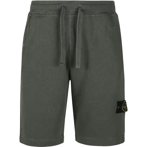 Stylische Bermuda-Shorts für Männer,Cargo Bermuda Shorts aus gebürstetem Baumwollfleece - Stone Island - Modalova