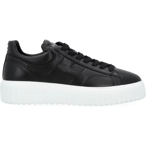 Schwarze Leder H-Stripes Sneakers - Hogan - Modalova