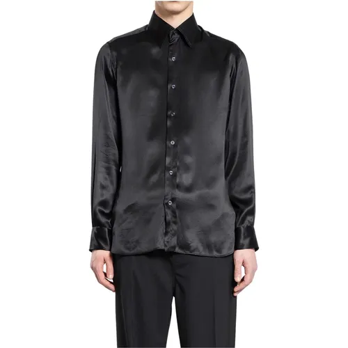 Silk Shirt Classic Collar , male, Sizes: 2XL, 3XL - Tom Ford - Modalova