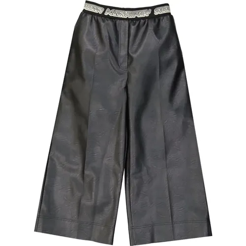 Schwarze Cropped Lederhose , Damen, Größe: XS - Stella Mccartney - Modalova