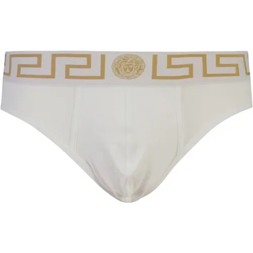 Weiße Bio-Jersey Low-Rise Slips , Herren, Größe: 3XL - Versace - Modalova