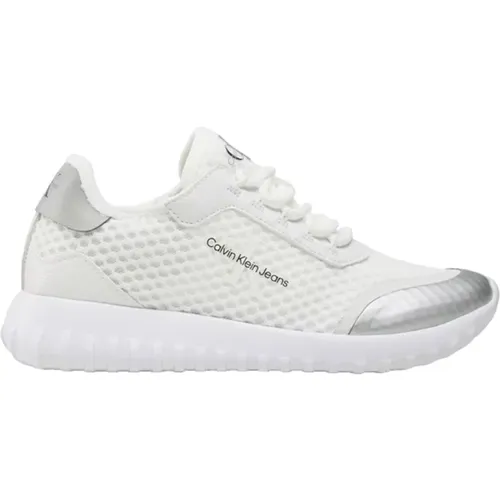 Weiße Textil Damen Sneakers , Damen, Größe: 38 EU - Calvin Klein Jeans - Modalova
