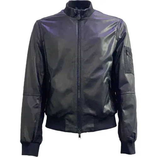 Leather Jacket with Logo - XL , male, Sizes: L, XL - Peuterey - Modalova