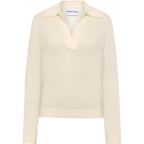 Cashmere Polo Collar Sweater Offwhite , female, Sizes: M, XS, S - Emerson Renaldi - Modalova