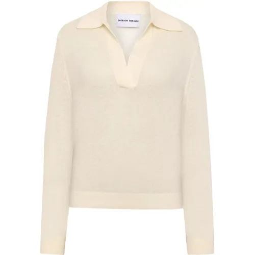 Cashmere Polo Collar Sweater Offwhite , female, Sizes: XS - Emerson Renaldi - Modalova