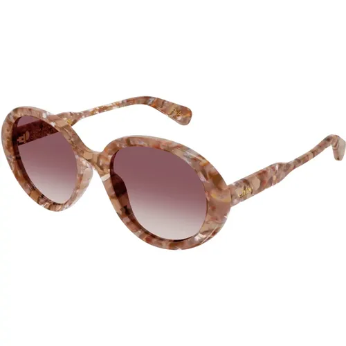 Pink Marble/Burgundy Shaded Sonnenbrille , Damen, Größe: 55 MM - Chloé - Modalova