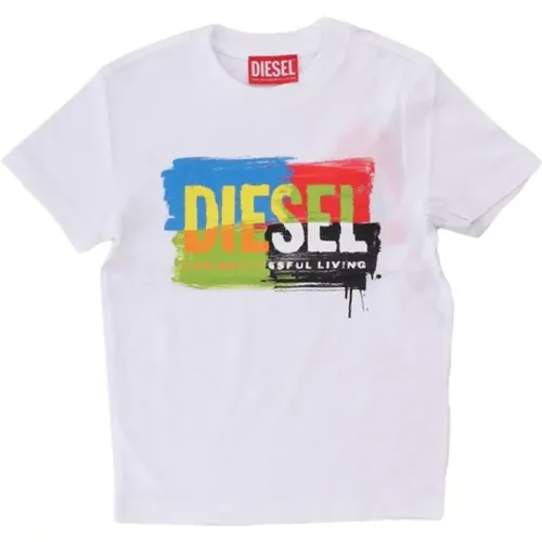 Weißes Logo Front T-Shirt Junior - Diesel - Modalova