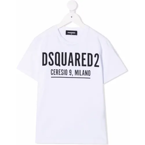 Weißes Logo Milano Kinder T-Shirt - Dsquared2 - Modalova