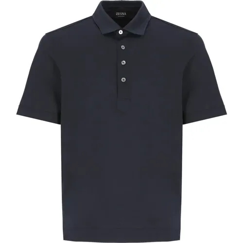 Dark Silk Cotton Polo Shirt , male, Sizes: L, 3XL - Ermenegildo Zegna - Modalova