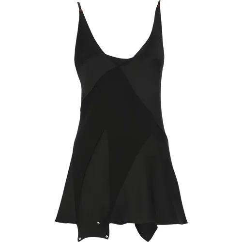 Schwarzes Viskose-Minikleid mit Asymmetrischem Saum - Maison Margiela - Modalova