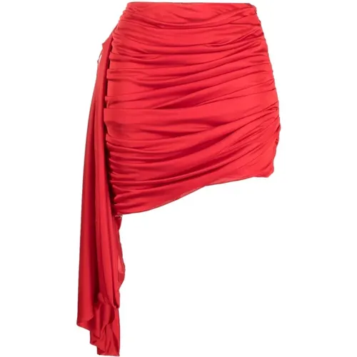 Roter Drapierter Minirock , Damen, Größe: XS - Andrea Adamo - Modalova