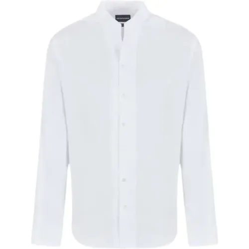 Korean Collar Long Sleeve Shirt , male, Sizes: L, M, XL, 2XL - Emporio Armani - Modalova