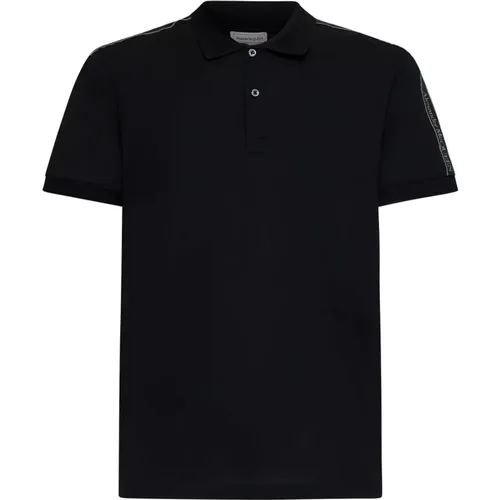 Schwarzes Polo-Shirt mit Logo-Tape , Herren, Größe: L - alexander mcqueen - Modalova
