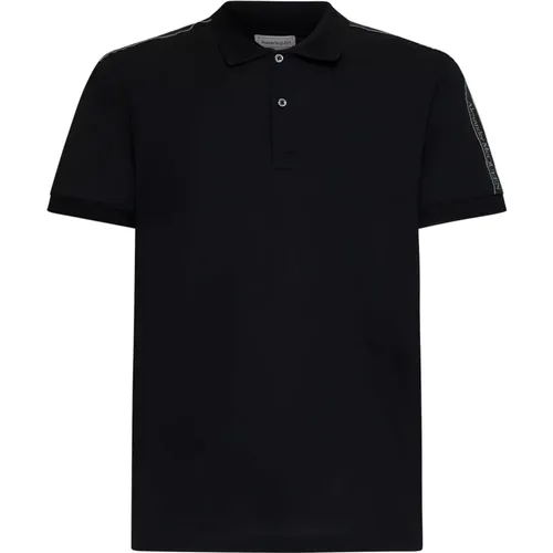 Schwarzes Polo-Shirt mit Logo-Tape - alexander mcqueen - Modalova