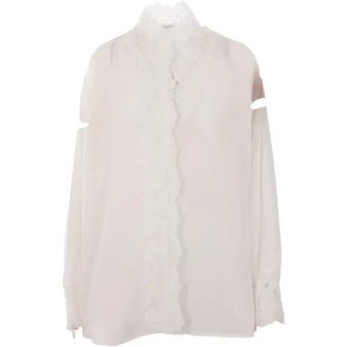 Silk Shirt with Lace Embroidery , female, Sizes: 2XS, S - Ermanno Scervino - Modalova
