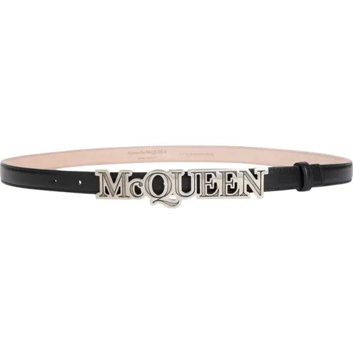 Leather Belt with Silver Buckle , male, Sizes: 100 CM, 105 CM, 90 CM, 95 CM - alexander mcqueen - Modalova